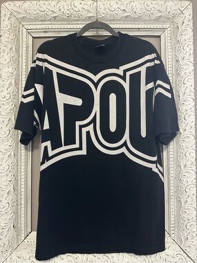 Vintage Y2K Tapout All Over Print Big Logo Black T-Shirt Size . Size XL